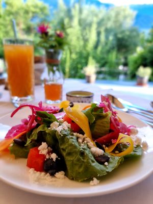 Salad - opening dish dinner at La Vimea - Vegan Hotel & Vegan Restaurant in Naturno