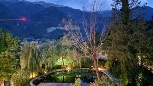 View from our room in the evening at La Vimea - Vegan Hotel & Vegan Restaurant in Naturno