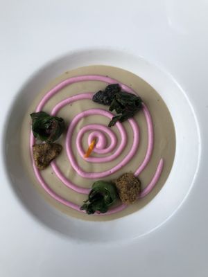 Suppe beim Abendmenü at La Vimea - Vegan Hotel & Vegan Restaurant in Naturno