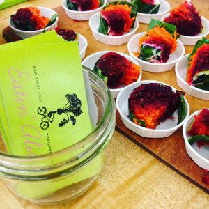 Samples of our BBQ Beet Wrap. at Eatin' Alive in Portland