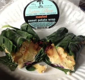 Delicious sweet potato wrap; so good I bought two. at Eatin' Alive in Portland