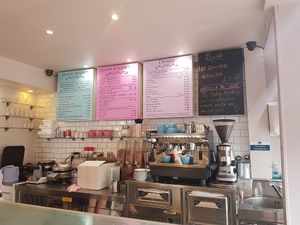 menu options for vegans and vegetarians (a couple are not) at Gelato Gusto in Brighton