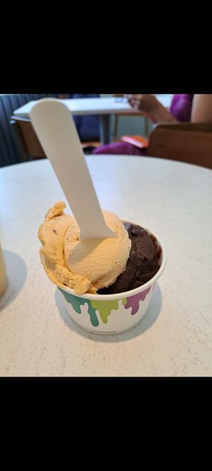 Orange, cinnamon and dates plus chocolate at Gelato Gusto in Brighton