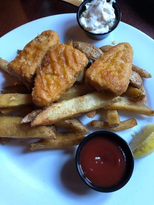 Vegan fish and chips  at Alibi in Washington