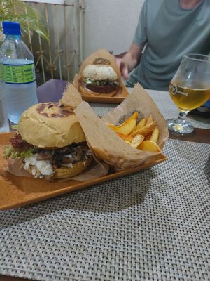 Futuro burger & rustic chips + black-eyed bean burger at B-Vegan in Salvador