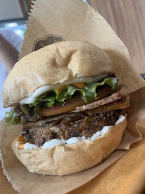 Black bean burger   at B-Vegan in Salvador