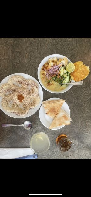 Hummus and coconut soup😄 at St Roch Market in New Orleans