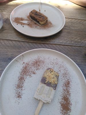 Tiramisu & Salted Caramel ice cream at Gioia Plant-Based Cuisine in Marbella