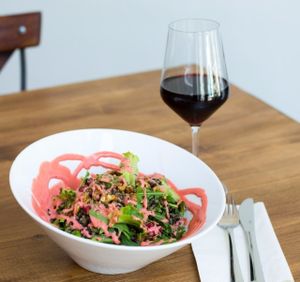Quinoa & Lentil Salad with Strawberry Dressing at Gioia Plant-Based Cuisine in Marbella