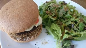 Bean burguer at Gioia Plant-Based Cuisine in Marbella