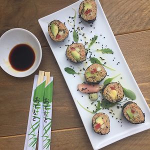 mock sushi  at Gioia Plant-Based Cuisine in Marbella