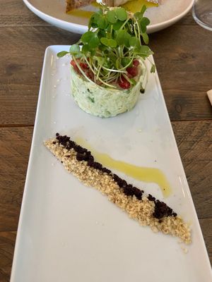 Zucchini & avocado tartare at Gioia Plant-Based Cuisine in Marbella