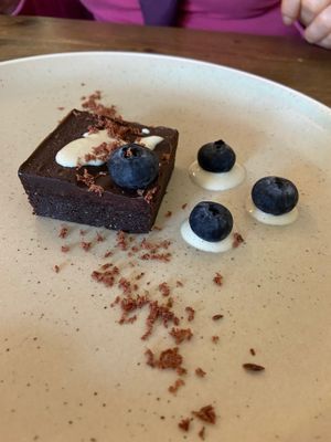 Brownie at Gioia Plant-Based Cuisine in Marbella