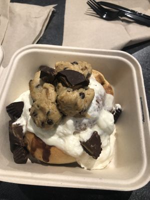 Vanilla frosting with PB Cups and Cookie Dough! at Cinnaholic in Atlanta