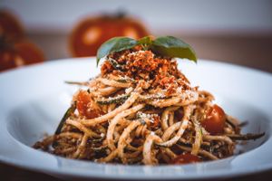 raw bolognese with zucchini spagetti at Elelem Etterem in Gyor