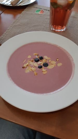 Málna krémleves at Elelem Etterem in Gyor