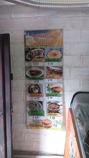 Menu at Jerusalem Express - Food Stand in Puerto Vallarta