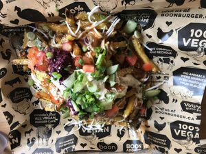 Greek Fries at Boon Burger Cafe in Burlington