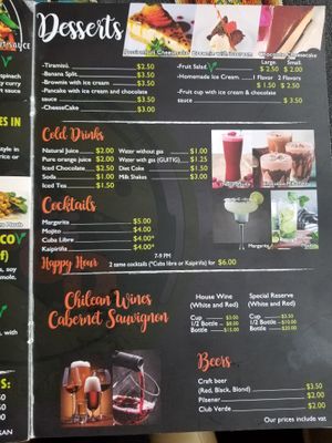 Menu at Cafe Good in Banos