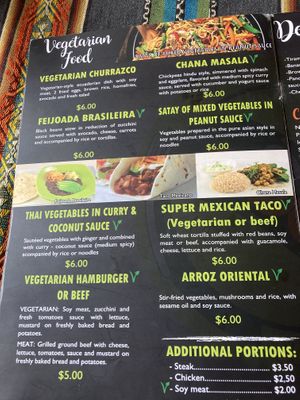 Vegetarian menu  at Cafe Good in Banos