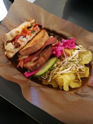 Salami sandwich at Delivore Hornstull in Stockholm