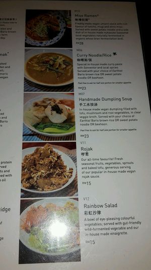 mains menu #1 at Justlife in Kuala Lumpur