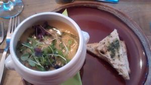 Vegan Christmas Dinner: starter of soup at The Niche in Irvine