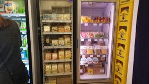 refrigerated vegan products at Vegekauppa in Tampere