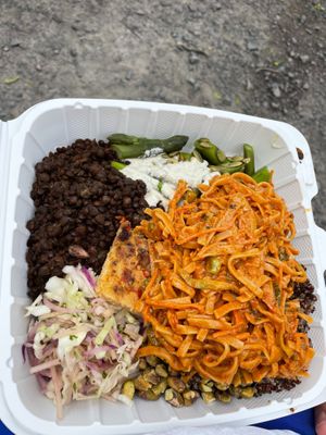 Large Macro Plate with peanut-lime noodles at Macro Mamas in Ithaca