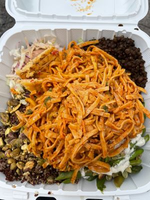 Large Macro plate with extra noodles at Macro Mamas in Ithaca