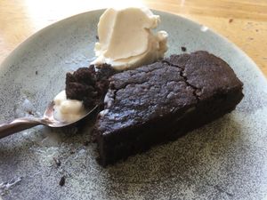 Vegan brownie at The Green Spot in Barcelona