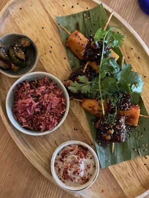 Home made grilled Tempeh  at The Green Spot in Barcelona