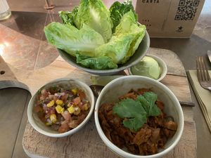 Jackfruit lettuce tacos   at The Green Spot in Barcelona