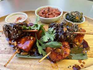 Homemade tempeh and Butternut Squash - you need to try the tempeh!  at The Green Spot in Barcelona