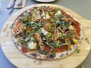 Vegan pizza - to die for  at The Green Spot in Barcelona