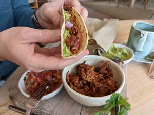 Tacos with jackfruit at The Green Spot in Barcelona