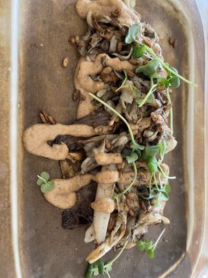 Mushrooms with aubergine  at The Green Spot in Barcelona