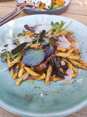 Pasta amb xanpinyons at The Green Spot in Barcelona