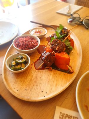 I can't remember what dish this was - maybe seitan or tempeh? at The Green Spot in Barcelona