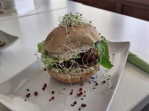 Tofu burger at Rawdia in Brasov