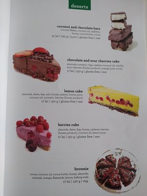 Menu desserts at Rawdia in Brasov