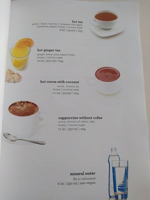 Menu drinks at Rawdia in Brasov