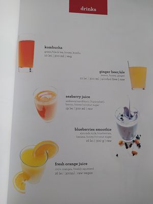 Menu driks at Rawdia in Brasov