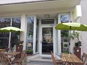 Outside seating area at IUNU in Munich