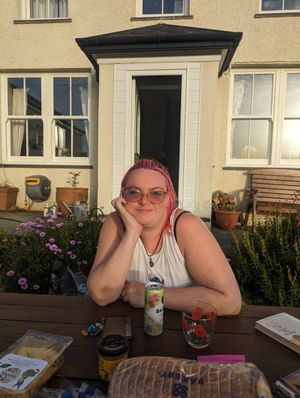 Evening picnic in the sun at Graianfryn Guest House in Penisar Waun