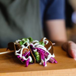roasted broccoli tacos  at Evergreen Organics in Doha
