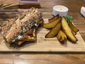 Tofu steak sandwich   at Evergreen Organics in Doha
