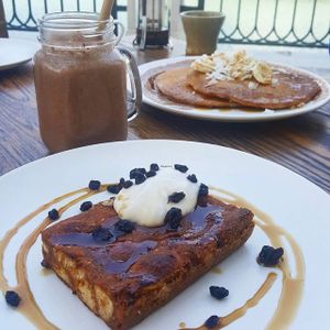 vegan French toast  at Evergreen Organics in Doha