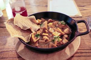 jackfruit & squash stew at Evergreen Organics in Doha