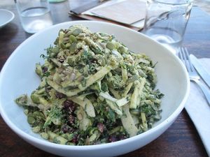 Really delicious kale salad. Yum! at Evergreen Organics in Doha